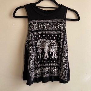 Women’s Black and White Print Sleeveless Tank Top